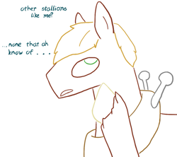 Size: 1079x956 | Tagged: safe, artist:sawsta, big macintosh, earth pony, pony, sweet-apple-secrets, g4, ask, bust, dialogue, horse collar, male, simple background, sketch, solo, stallion, tumblr, white background