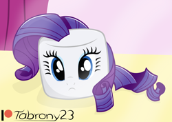 Size: 1048x743 | Tagged: safe, artist:tabrony23, rarity, g4, cute, daaaaaaaaaaaw, food, food transformation, inanimate tf, marshmallow, patreon, patreon logo, raribetes, rarity is a marshmallow, show accurate, solo, transformation