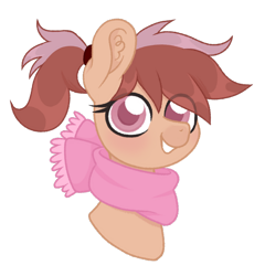 Size: 876x912 | Tagged: safe, artist:ninnydraws, oc, oc only, oc:chestnut, earth pony, pony, clothes, eye clipping through hair, scarf, simple background, solo, transparent background, ych result