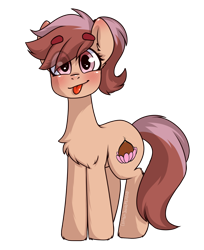 Size: 1104x1350 | Tagged: safe, artist:cottonsweets, oc, oc only, oc:chestnut, earth pony, pony, chest fluff, simple background, solo, tongue out, transparent background