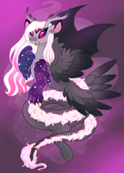 Size: 1500x2100 | Tagged: safe, artist:angei-bites, oc, oc only, oc:solasta, draconequus, hybrid, draconequus oc, female, interspecies offspring, multiple eyes, multiple wings, offspring, parent:discord, parent:twilight sparkle, parents:discolight, solo, third eye, three eyes, wings
