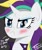 Size: 1706x2048 | Tagged: safe, artist:flywheel, rarity, pony, unicorn, g4, :c, alternate hairstyle, blushing, bust, darling, female, frown, gray background, it's not a phase, punk, raripunk, simple background, solo