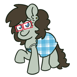 Size: 850x850 | Tagged: safe, artist:threetwotwo32232, oc, oc only, oc:tjane, earth pony, pony, clothes, dress, female, glasses, mare