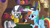 Size: 1920x1080 | Tagged: safe, screencap, rainbow dash, zecora, pegasus, pony, zebra, 2 4 6 greaaat, g4, candle, cap, cauldron, coach rainbow dash, ear piercing, earring, female, folded wings, hat, hoof hold, jewelry, looking at each other, open mouth, piercing, potion, potions, ring, whistle, whistle necklace, wings, zecora's hut