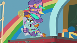 Size: 1920x1080 | Tagged: safe, screencap, snips, pony, 2 4 6 greaaat, g4, clothes, colt, foal, hat, male, sitting, solo