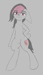 Size: 500x870 | Tagged: safe, artist:redsketch, oc, oc only, oc:miss eri, earth pony, pony, bipedal, black and red mane, female, simple background, two toned mane