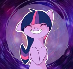 Size: 640x607 | Tagged: safe, artist:fikakorv, edit, twilight sparkle, earth pony, pony, g4, abstract background, earth pony twilight, eyes closed, female, g5 concept leak style, g5 concept leaks, grin, mare, redesign, smiling, solo, twilight sparkle (g5 concept leak), white outline