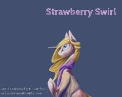 Size: 900x720 | Tagged: safe, artist:articoaster, oc, oc only, oc:strawberry swirl, pony, unicorn, clothes, female, mare, solo, swirlycafe
