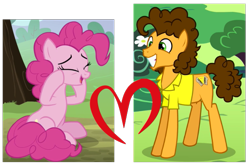 Size: 593x391 | Tagged: safe, edit, edited screencap, screencap, cheese sandwich, pinkie pie, g4, female, male, ship:cheesepie, shipping, shipping domino, straight