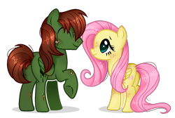 Size: 1354x908 | Tagged: safe, artist:angellightyt, fluttershy, oc, oc:forest, pegasus, pony, g4, duo, simple background, transparent background