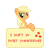 Size: 150x147 | Tagged: safe, artist:majkashinoda626, applejack, earth pony, pony, g4, angry, female, hatless, i don't do point commissions, missing accessory, picture for breezies, sign, simple background, solo, transparent background