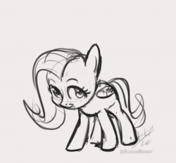 Size: 700x650 | Tagged: safe, artist:assasinmonkey, fluttershy, pegasus, pony, g4, animated, assasinmonkey is trying to murder us, cute, female, frame by frame, gif, mare, monochrome, palindrome get, shyabetes, solo