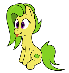 Size: 611x651 | Tagged: safe, artist:scraggleman, oc, oc only, oc:bit assembly, earth pony, pony, chest fluff, simple background, sitting, solo, tongue out