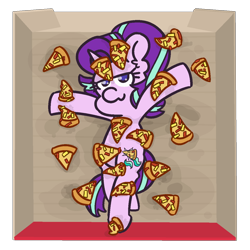 Size: 1200x1200 | Tagged: safe, artist:threetwotwo32232, starlight glimmer, pony, unicorn, g4, female, food, looking at you, mare, pineapple pizza, pizza, pizza box, pure unfiltered evil, that pony sure does love pineapple pizza