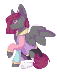 Size: 899x1200 | Tagged: safe, artist:p-kicreations, oc, oc only, oc:dual-stich, pegasus, pony, clothes, commission, female, freckles, genderfluid, glasses, heart eyes, hoodie, mare, shorts, simple background, socks, solo, transparent background, wingding eyes