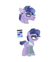 Size: 3704x4096 | Tagged: safe, artist:ponibytes, oc, oc only, oc:violetta pages, pegasus, pony, clothes, ear piercing, earring, female, glasses, hoodie, jewelry, mare, multicolored hair, piercing, simple background, solo, transparent background