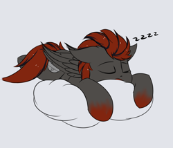 Size: 3500x3000 | Tagged: safe, artist:snowstormbat, oc, oc only, oc:blitz moon, pegasus, pony, high res, male, pillow, simple background, sketch, sleeping, solo, stallion