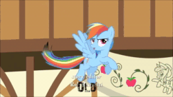 Size: 1280x720 | Tagged: safe, screencap, derpy hooves, rainbow dash, pegasus, pony, g4, season 2, the last roundup, animated, ashleigh ball, cloud, comparison, derpygate, destruction, falling, female, i just don't know what went wrong, jumping, lightning, mare, old vs new, oops my bad, sound, tabitha st. germain, webm