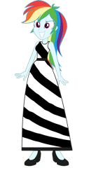 Size: 1024x2022 | Tagged: safe, artist:cartoonmasterv3, rainbow dash, equestria girls, g4, female, long dress, simple background, solo, transparent background, zebra dress