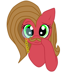 Size: 600x600 | Tagged: safe, artist:douloug, oc, oc only, oc:pun, earth pony, pony, ask pun, ask, fake moustache, female, mare, monocle, simple background, solo, transparent background