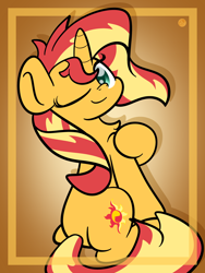 Size: 1920x2560 | Tagged: dead source, safe, artist:php142, sunset shimmer, pony, unicorn, g4, cute, female, gradient background, looking at you, one eye closed, shimmerbetes, solo, wink