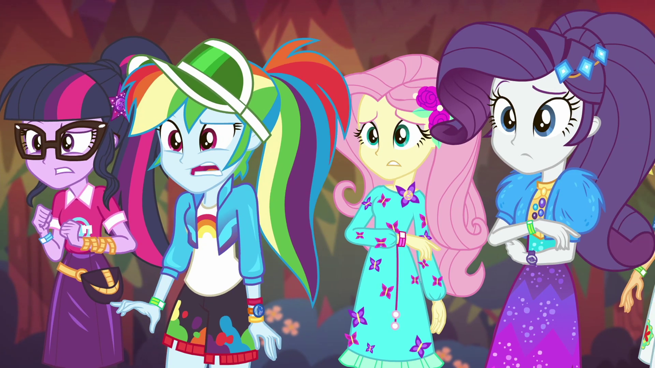 Safe Screencap Applejack Fluttershy Rainbow Dash Rarity Sci Twi Twilight