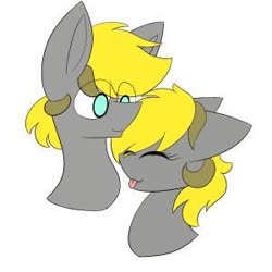 Size: 300x300 | Tagged: safe, artist:crazysketch101, oc, oc only, oc:snuggie, oc:snuggle, pony, bust, duo, simple background, tongue out, twins, white background