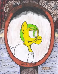 Size: 2510x3234 | Tagged: safe, artist:oatmeal155, oc, oc only, oc:sour root, earth pony, pony, comic:oat.meal, bust, flood, high res, portrait, traditional art