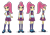 Size: 1400x980 | Tagged: dead source, safe, sour sweet, equestria girls, g4, my little pony equestria girls: friendship games, official, clothes, crystal prep academy uniform, crystal prep shadowbolts, female, freckles, hand on hip, looking at you, ponytail, poses, profile, school uniform, side view, simple background, smiling, socks, transparent background, turnaround, vector, vest