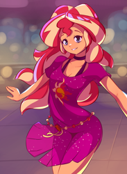 Size: 2200x3000 | Tagged: safe, artist:rockset, sunset shimmer, equestria girls, equestria girls specials, g4, my little pony equestria girls: better together, my little pony equestria girls: spring breakdown, clothes, cute, cutie mark on clothes, dress, female, high res, looking at you, shimmerbetes, smiling, solo