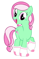 Size: 1168x1736 | Tagged: safe, minty (g4), earth pony, pony, g4, clothes, female, mare, open mouth, simple background, socks, that pony sure does love socks, vector, white background