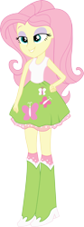 Size: 4425x11863 | Tagged: safe, artist:marcorulezzz, fluttershy, equestria girls, g4, absurd resolution, boots, clothes, eyeshadow, female, lidded eyes, makeup, shoes, simple background, skirt, smiling, smug, solo, tank top, transparent background, vector