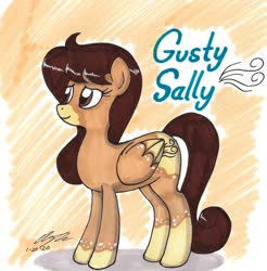 Size: 1994x2028 | Tagged: safe, artist:newyorkx3, oc, oc only, oc:gusty sally, pegasus, pony, cute, female, mare, pegasus oc, quadrupedal, traditional art