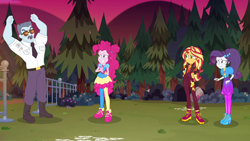 Size: 1920x1080 | Tagged: safe, screencap, max steele, pinkie pie, rarity, sunset shimmer, equestria girls, equestria girls series, g4, sunset's backstage pass!, spoiler:eqg series (season 2), music festival outfit, shoes, sneakers