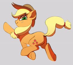 Size: 3705x3300 | Tagged: safe, artist:taneysha, applejack, earth pony, pony, g4, applebutt, butt, cute, female, gray background, high res, jackabetes, looking at you, mare, plot, profile, simple background, solo