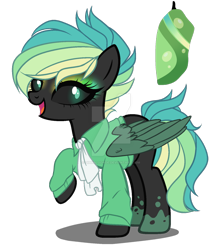 Size: 1280x1443 | Tagged: safe, artist:gihhbloonde, oc, oc only, changepony, hybrid, pony, base used, clothes, deviantart watermark, magical lesbian spawn, necktie, obtrusive watermark, offspring, parent:queen chrysalis, parent:rainbow dash, parents:chrysadash, simple background, solo, sweater, transparent background, watermark