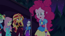 Size: 1920x1080 | Tagged: safe, screencap, applejack, fluttershy, pinkie pie, rainbow dash, rarity, sunset shimmer, equestria girls, equestria girls specials, g4, my little pony equestria girls: better together, my little pony equestria girls: sunset's backstage pass, female, geode of fauna, geode of shielding, geode of sugar bombs, magical geodes, music festival outfit