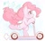 Size: 1789x1640 | Tagged: safe, artist:kurogewapony, pinkie pie, earth pony, pony, daily pinkie pie, g4, bipedal, cute, diapinkes, female, japanese, mare, scooter, solo