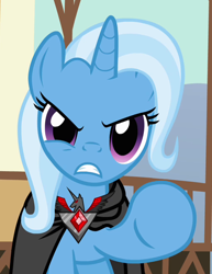 Size: 510x662 | Tagged: safe, screencap, trixie, pony, g4, magic duel, alicorn amulet, angry, cropped, female, solo