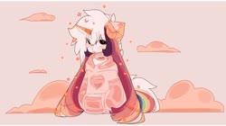 Size: 1920x1075 | Tagged: safe, artist:php146, oc, oc only, oc:ayaka, pony, unicorn, alternate design, blood, clothes, eye clipping through hair, female, hoodie, nosebleed, ponified, solo, species swap, stars