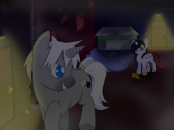 Size: 1600x1200 | Tagged: safe, artist:elisonic12, oc, oc only, oc:charade, oc:snow pony, ally, back alley, charity, commission