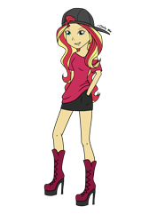 Size: 2480x3508 | Tagged: safe, artist:onlymeequestrian, sunset shimmer, human, equestria girls, g4, cap, female, hat, high res, humanized, simple background, solo, transparent background