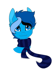 Size: 1456x1843 | Tagged: safe, artist:koloredkat, part of a set, oc, oc only, earth pony, pony, bust, clothes, earth pony oc, scarf, simple background, smiling, solo, transparent background, ych result