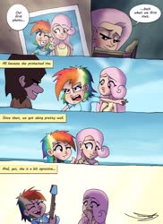 Size: 2978x4096 | Tagged: safe, artist:ringteam, fluttershy, rainbow dash, human, comic:a certain confession, g4, album, child, female, filly, filly fluttershy, filly rainbow dash, humanized, picture, speech bubble, younger