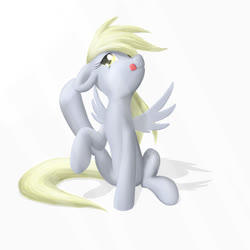 Size: 978x978 | Tagged: safe, artist:zigword, derpy hooves, pegasus, pony, g4, behaving like a dog, female, floppy ears, mare, scratching, simple background, sitting, solo, tongue out