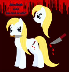 Size: 1199x1260 | Tagged: safe, artist:chili19, oc, oc only, oc:bloodknife, earth pony, pony, blood, bust, earth pony oc, female, mare, mouth hold, reference sheet