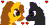 Size: 100x50 | Tagged: safe, artist:chili19, oc, oc only, giraffe, skunk, skunk pony, bust, gif, heart, non-animated gif, oc x oc, pixel art, shipping, simple background, transparent background