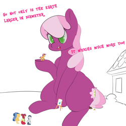 Size: 2200x2200 | Tagged: safe, artist:askcanadash, apple bloom, archer (character), button mash, cheerilee, noi, rumble, scootablue, scootaloo, earth pony, pegasus, pony, unicorn, g4, butt crush, earth, female, giant pony, high res, macro, male, moon, text