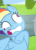 Size: 478x663 | Tagged: safe, screencap, rainbow dash, pegasus, pony, g4, newbie dash, animated, cropped, female, gif, gums, implied spitfire, solo, spinning eyes