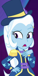 Size: 544x1077 | Tagged: safe, screencap, trixie, equestria girls, g4, spring breakdown, cropped, epaulettes, female, hat, solo, top hat